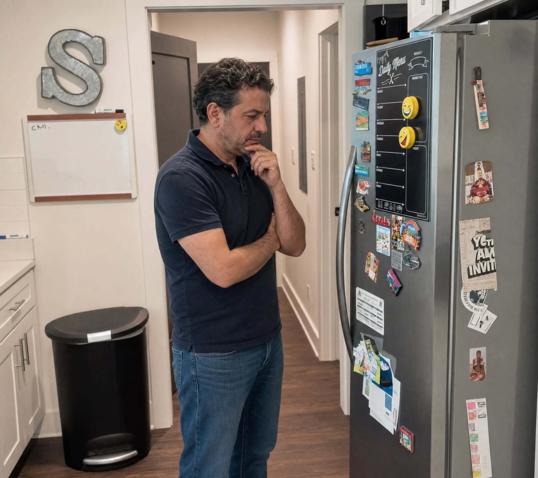 Hombre mostrando su progreso en casa