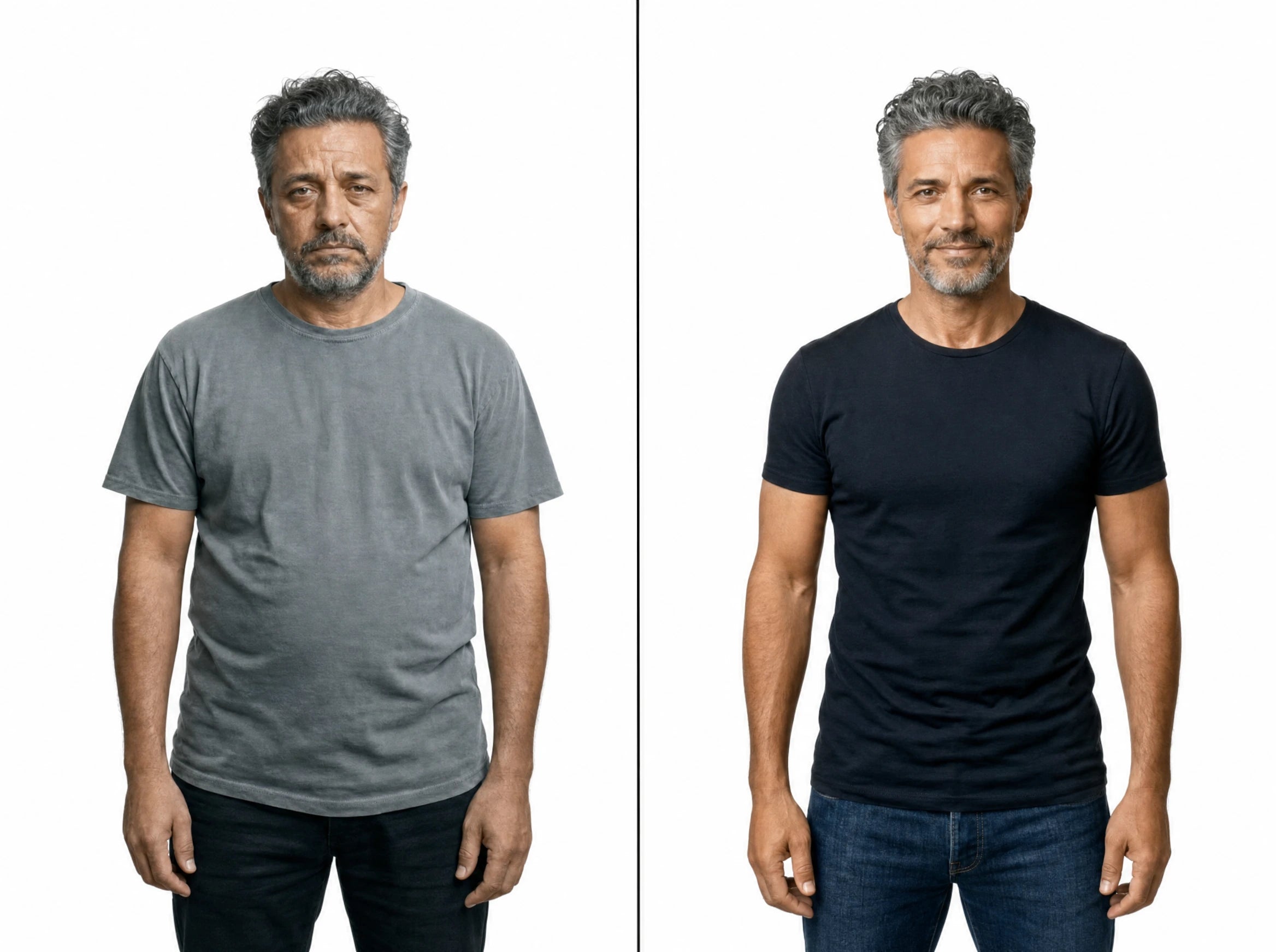 Comparativa visual de transformación física